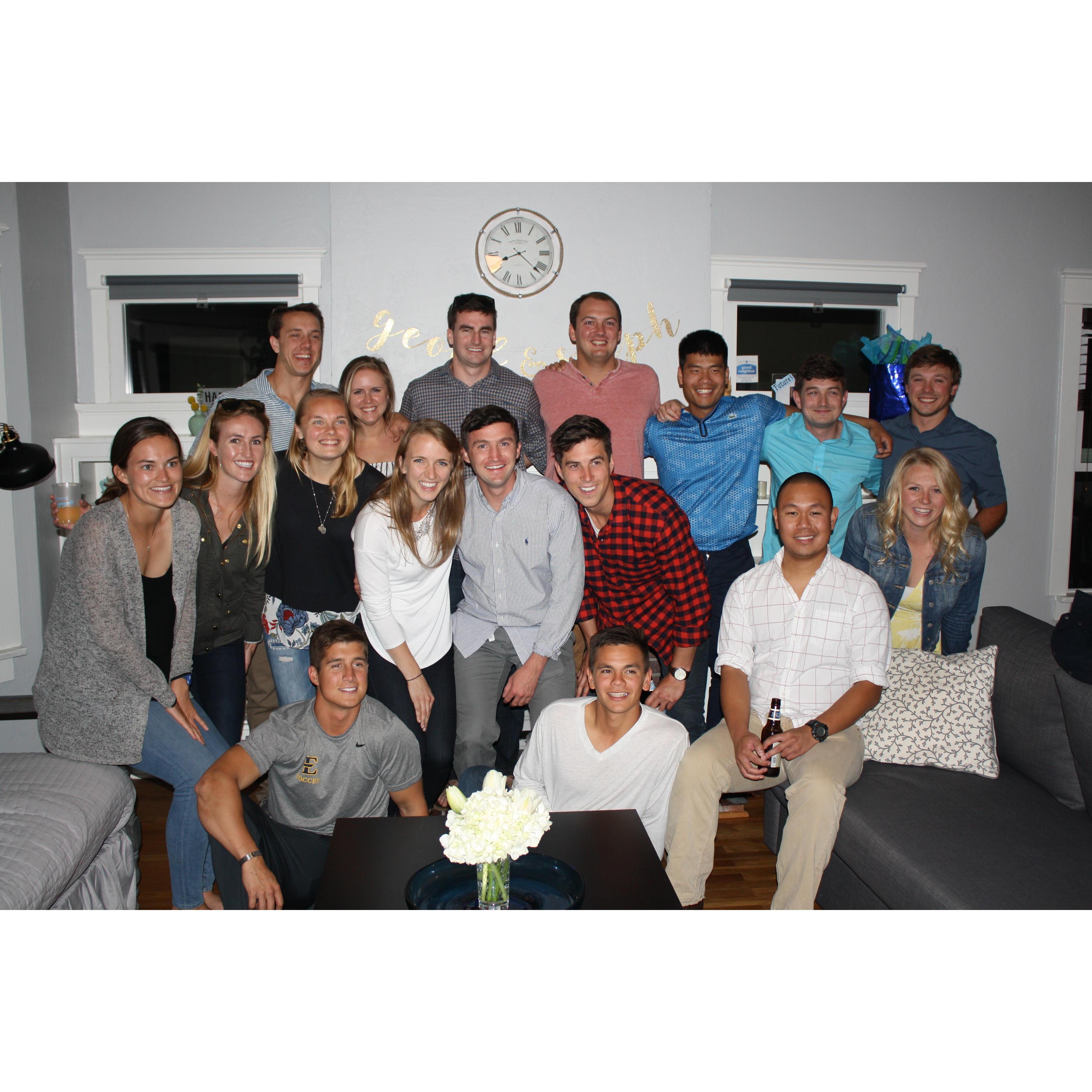 Celebrating our engagement with many of our friends from San Diego!