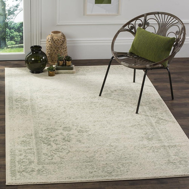 SAFAVIEH Adirondack Collection Area Rug - 6' x 8', Ivory & Sage, Oriental Distressed Design, Non-Shedding & Easy Care, Ideal for High Traffic Areas in Living Room, Dining, Bedroom (ADR109V)