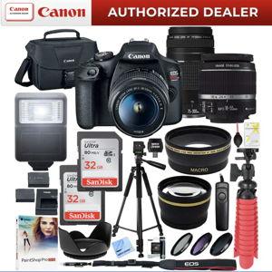 Canon - EOS Rebel T7 DSLR Camera w/ 18-55mm IS II + 75-300mm III Double Zoom Deluxe Bundle