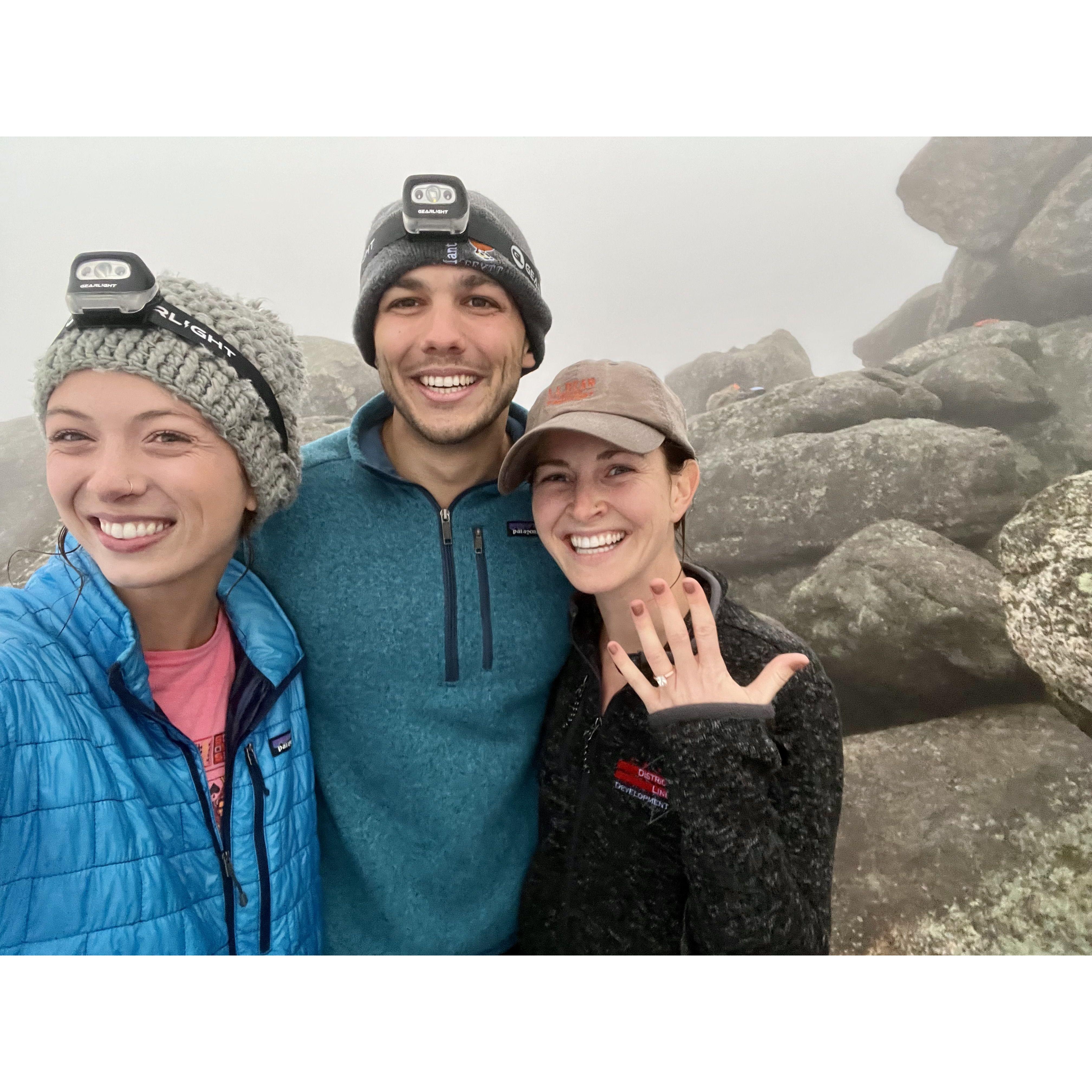 Sam proposed at the top of Old Rag Mountain. What was already a memorable hike due to the unexpected weather turned even more memorable!