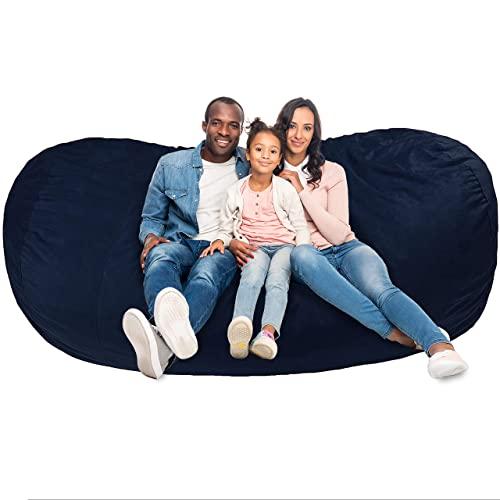 AmazonBasics Memory Foam Filled Bean Bag Lounger with Microfiber Cover - 7', Blue
