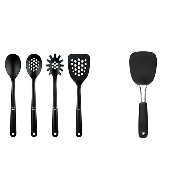 OXO Good Grips 4-Piece Nylon Tool Set & Good Grips Nylon Flexible Turner - Black