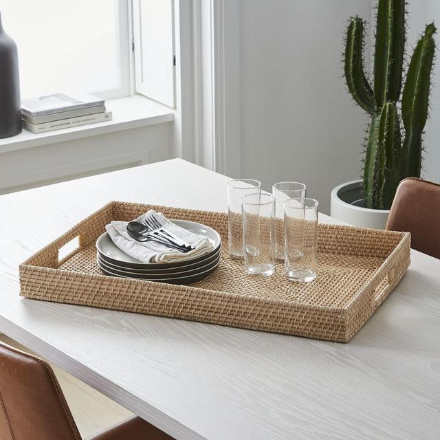 Merida Rattan Rectangle Tray 18x28in, Natural