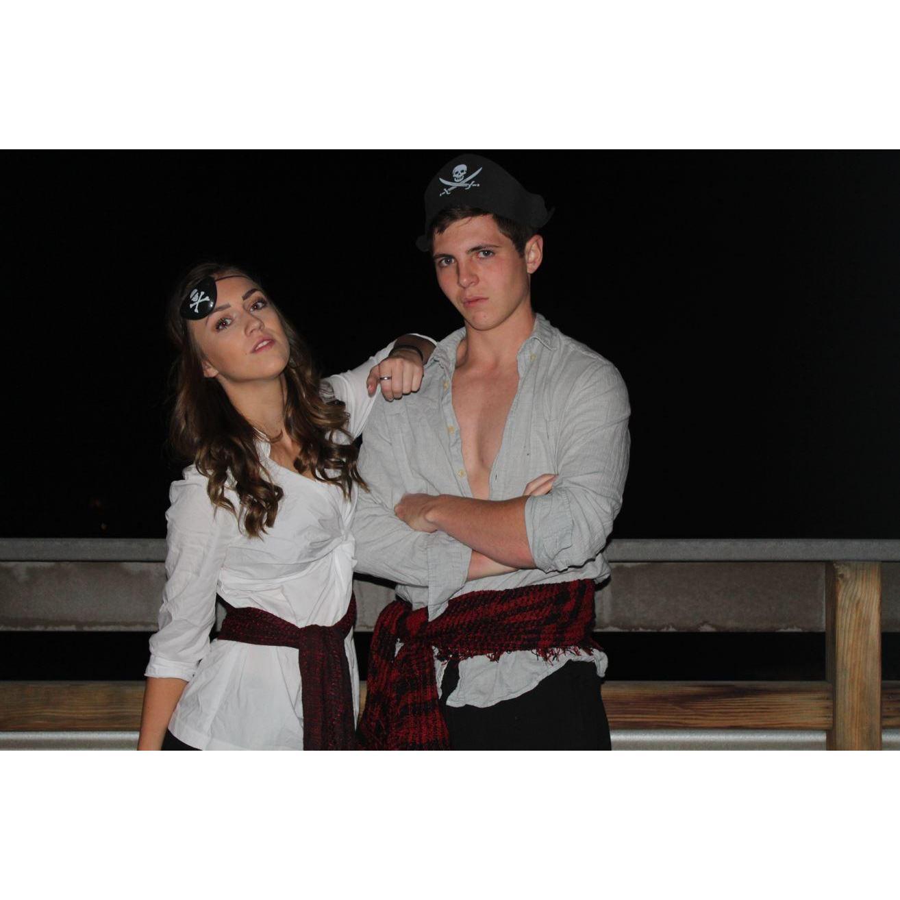 This was one Halloween when we dressed up like pirates! Ben is obsessed with Halloween so we go all out thrifting costumes.