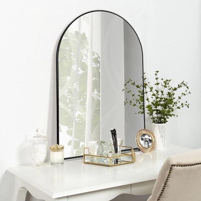 Arched Wall Mirror, Arched Bathroom Mirror, 24x36 inch Black Wall Mounted Mirror for Vanity Bedroom Living Room Entryway