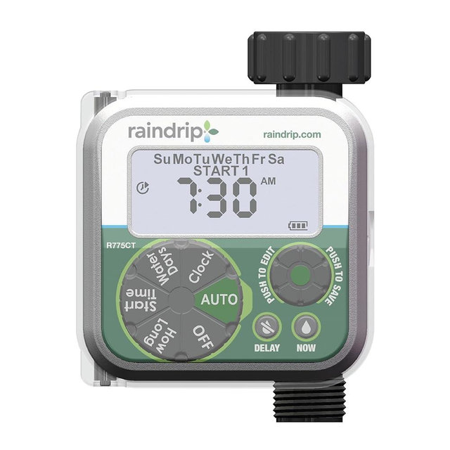 Raindrip Digital Hose-End Automatic Water Timer, Connects to Garden Faucets and Hose Bibbs, with Back-Lit LCD Screen for Drip Irrigation, Garden, Self-Watering, Grey