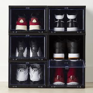 X-Large Black Drop-Front Shoe Box Case of 6