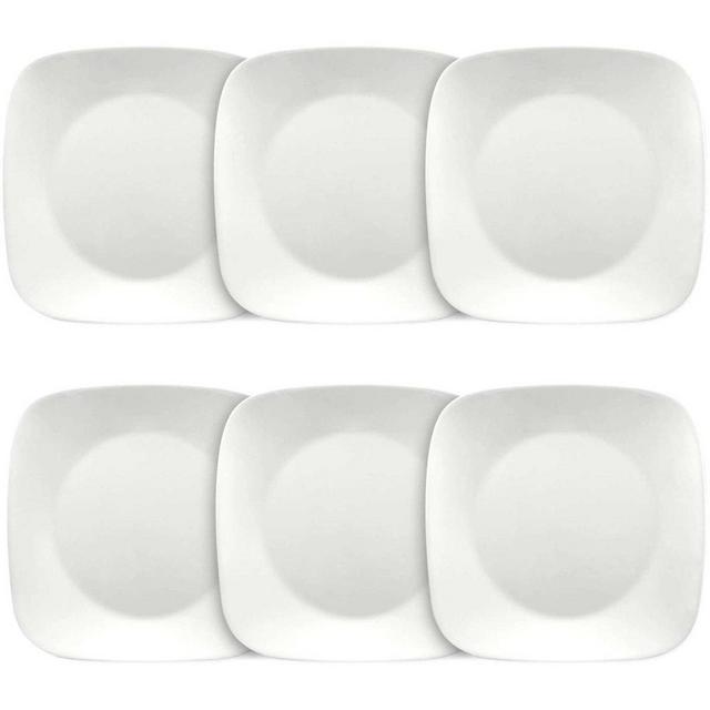 Corelle Square Pure White 9" Lunch Plate, Set of 6