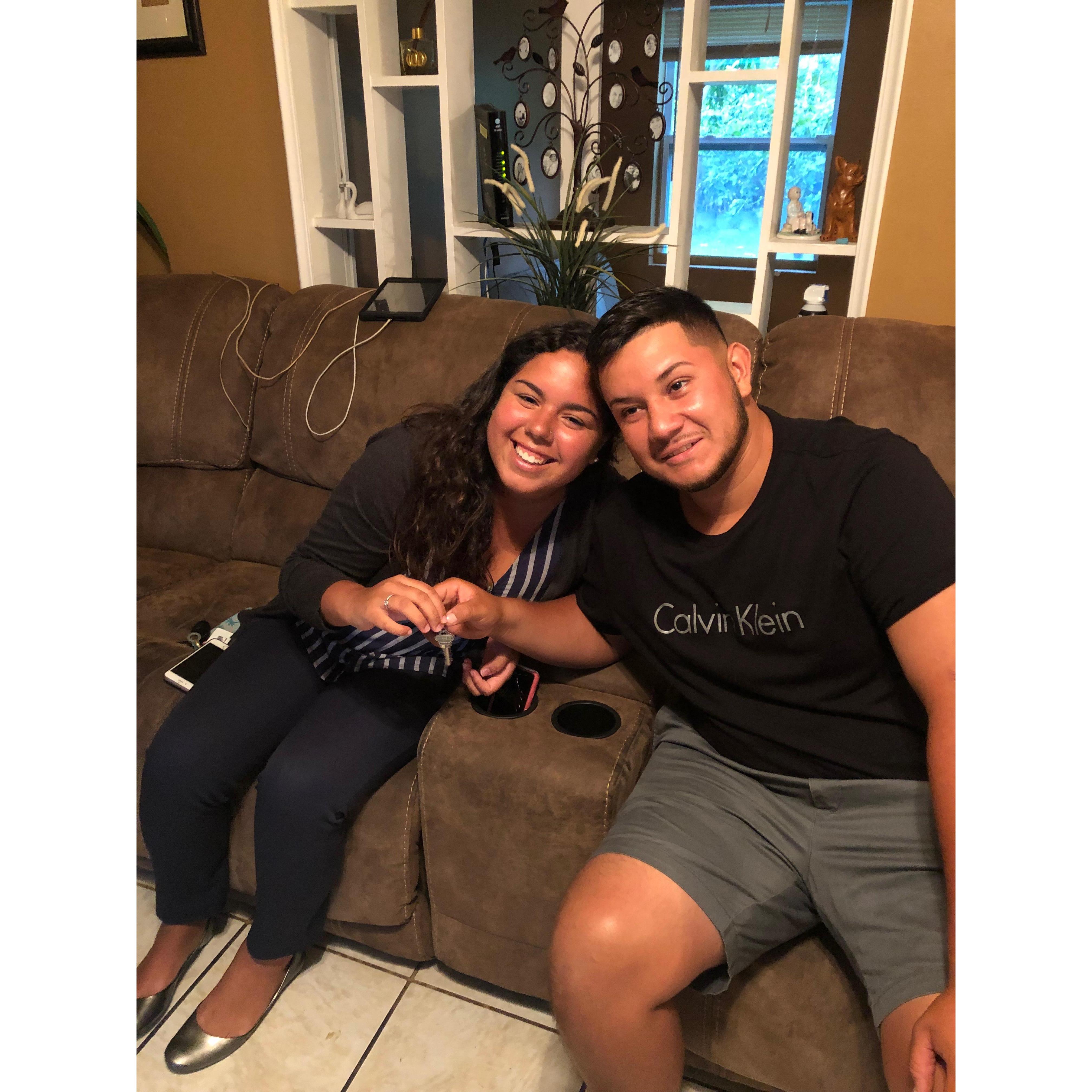 The day we received the keys to our first home.
