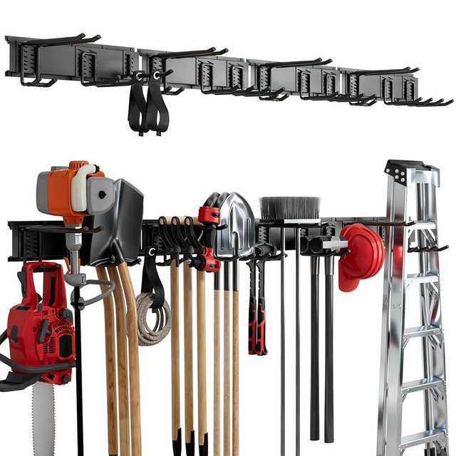 66" Heavy Duty Wall Mounted Garage Tool Organizer – 4 Panels & 12 Adjustable Hooks, 920 lbs Load Capacity, Modular Storage for Efficient Tool Organization, Easy Install in Garage, Garden, 18 Pack