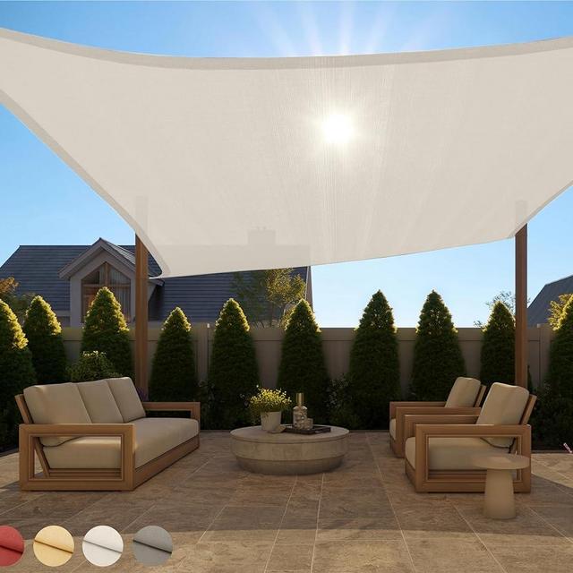 Gorilla Grip Heavy Duty Sun Shade, UV Protection Fade Tear and Rust Resistant Canopy Blocks Sunlight, Easy Install Breathable Sail, Shades Outdoor Patio Lawn Garden, Rectangle Sunshade 10x13 FT Cream
