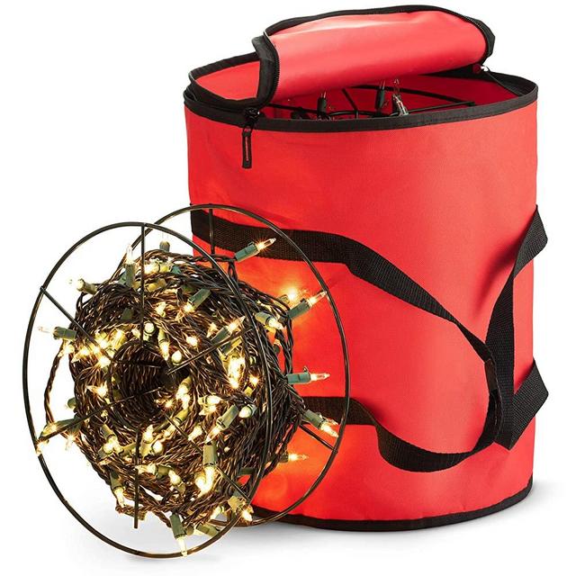 ZOBER Premium Christmas Light Storage Bag - with 3 Metal Reels to Store a Lot of Holiday Christmas Lights Bulbs, Tea- Proof 600D Oxford Fabric, Reinforced Stitched Handles - 5-Year Warranty