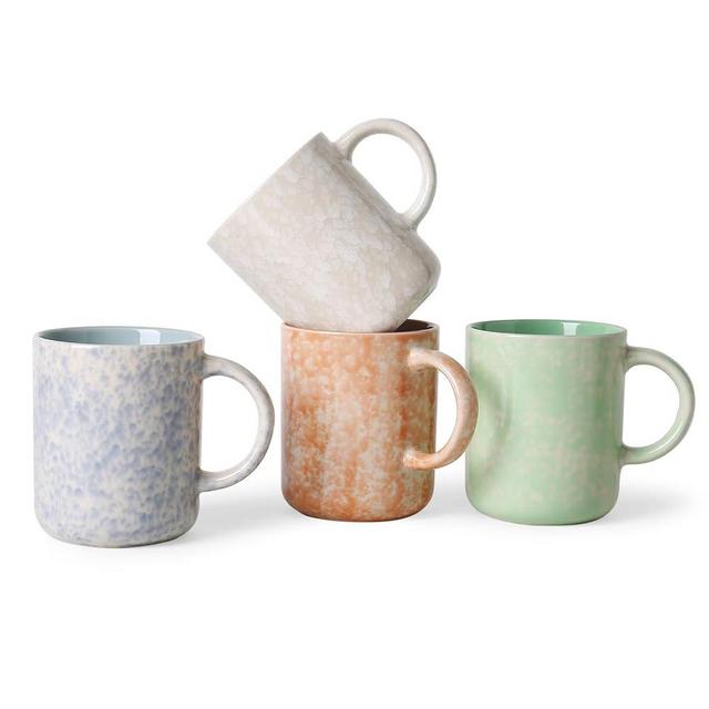 MONITO 17 OZ Coffee Mugs Set of 4, Large Ceramic Coffee Mugs，Modern Coffee Mugs Set with handle for Tea/Latte/Cappuccino/Milk/Cocoa, Funny Tea Cups for Office and Home, Engagement Gifts (17 oz)