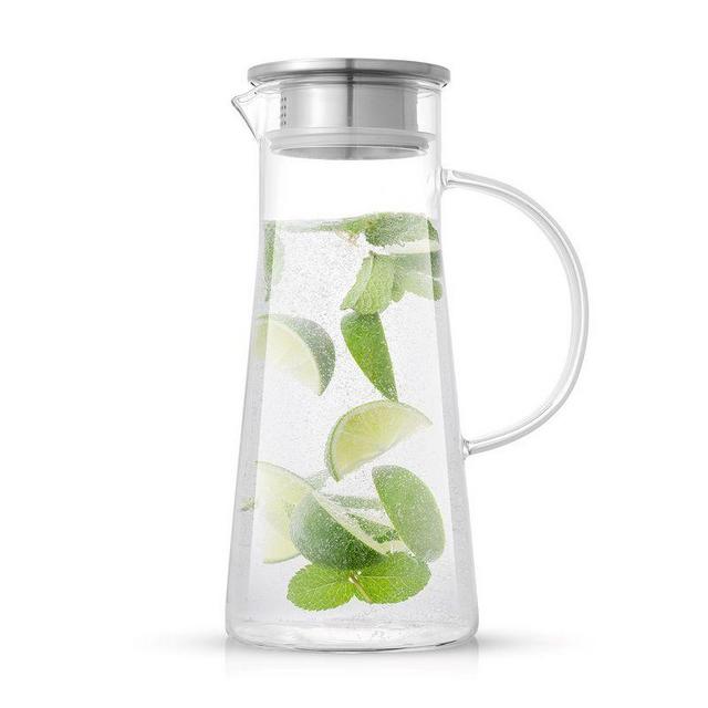JoyJolt Breeze Glass Pitcher with Lid (Pour / Filter) 50oz Glass Water Pitcher