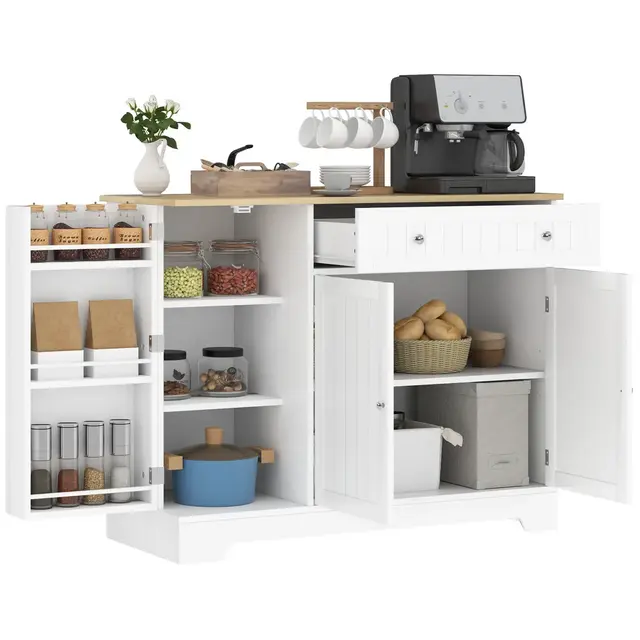 HOMCOM Modern Sideboard Buffet Cabinet with Storage, 41" Kitchen Storage Cabinet with Doors, Drawer, Adjustable Shelf, Coffee Bar Cabinet, White