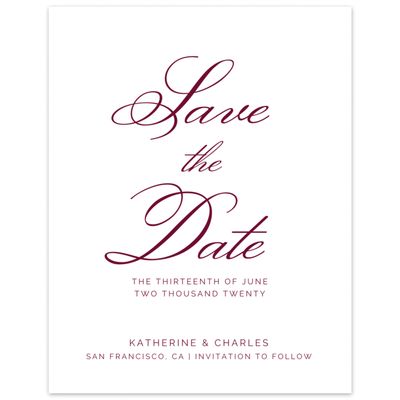 Burgundy, Red Wedding Digital Save the Date - Arthur Type