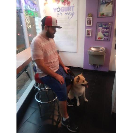 Here is Joseph taking our son to get froyo at his favorite downtown spot.