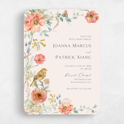 Beige Rounded Wedding Invitation - Aurelia Portrait