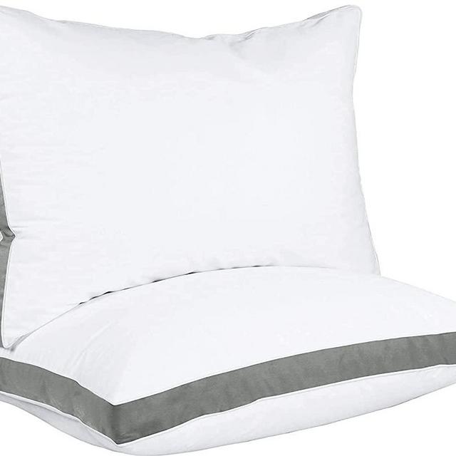 Utopia Bedding Gusseted Pillow (2-Pack) Premium Quality Bed Pillows - Side Back Sleepers - Grey Gusset - Queen - 18 x 26 Inches