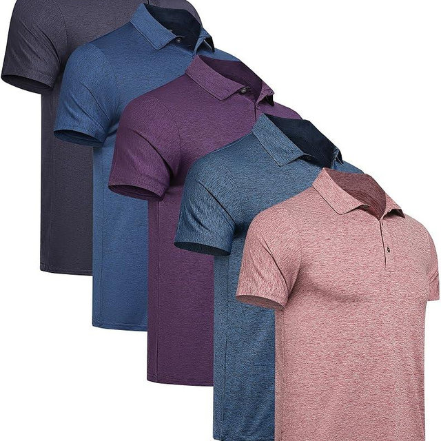 TELALEO 4/5 Pack Mens Polo Shirts Quick Dry Short Sleeve Golf T Shirt Performance Moisture Wicking Casual Workout