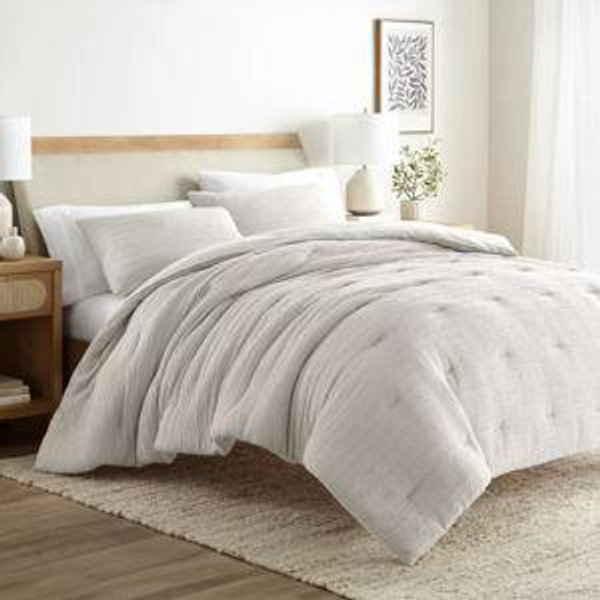Waffle Textured Comforter Set All Season Down-Alternative Ultra Soft Bedding - Becky Cameron, Dune, King/California King