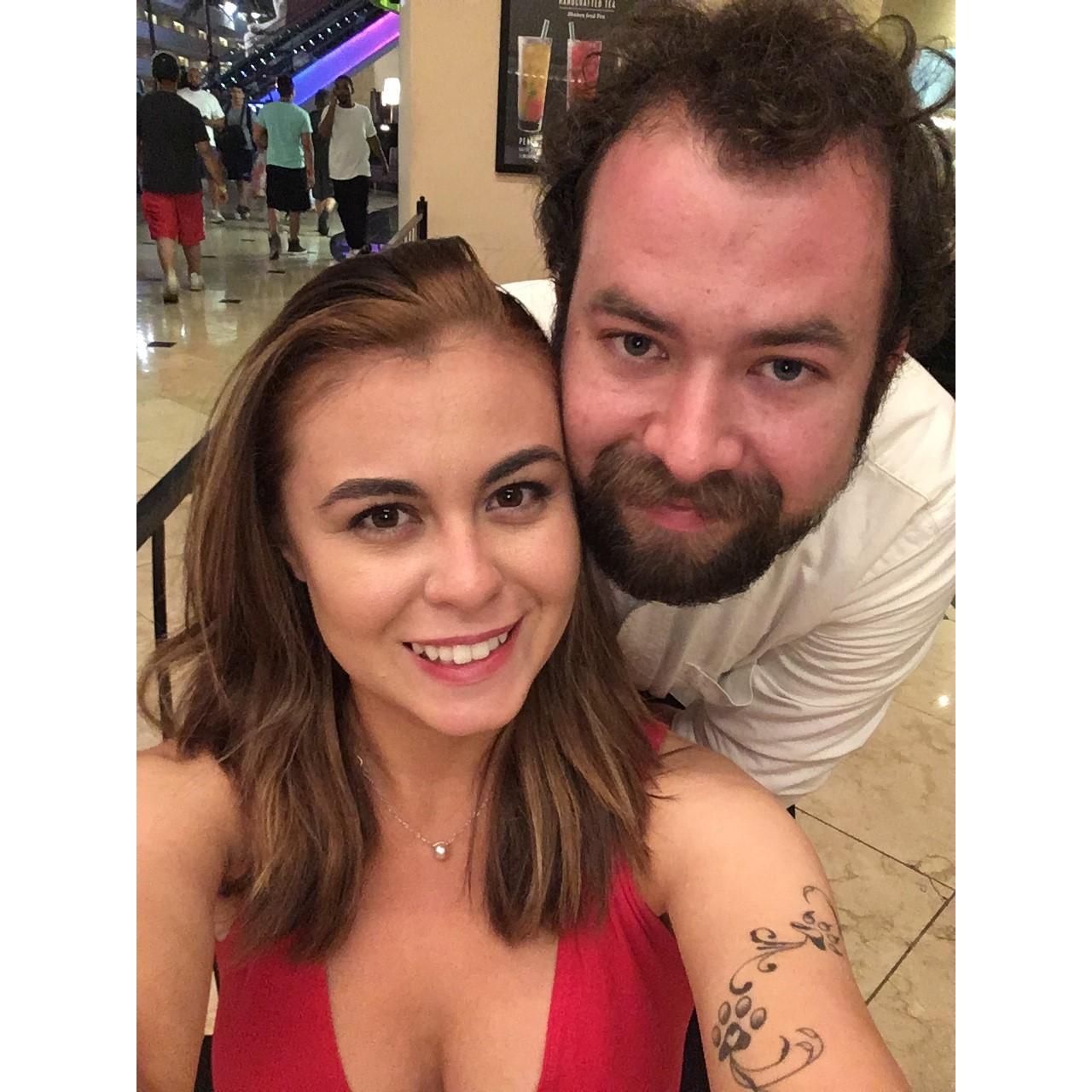 All the fun places to take pics in Vegas and we opted for the Starbucks in our hotel lobby.