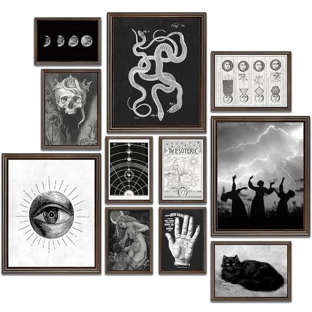 LANCHI95 Dark Room Decor, Halloween Wall Art Prints, Gothic Home Decor, Witchy Home Decor, Spooky Home Decor Halloween Decor, Gothic Wall Decor Bedroom (Unframed)