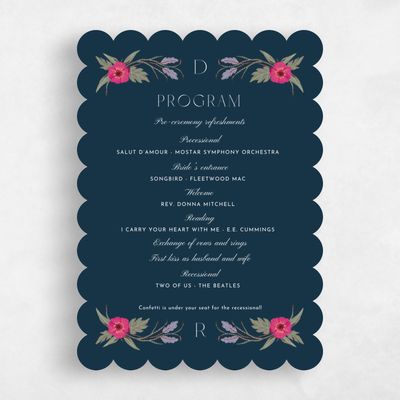 Blue Scalloped Wedding Program - Jardin
