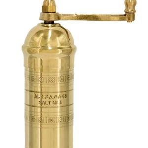 The Original Greek Salt Mill 8 Inch Tall | European Salt Mill Grinder with Crank Handle | Manual Salt Grinder | Salt Refillable - Brass