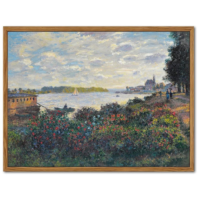 Framed Claude Monet Wall Art – Vintage Landscape Painting Wall Decor, Impressionist Living Room Wall Art, Classic Aesthetic Canvas Prints for Bedroom Kitchen Bathroom – 16"x24"