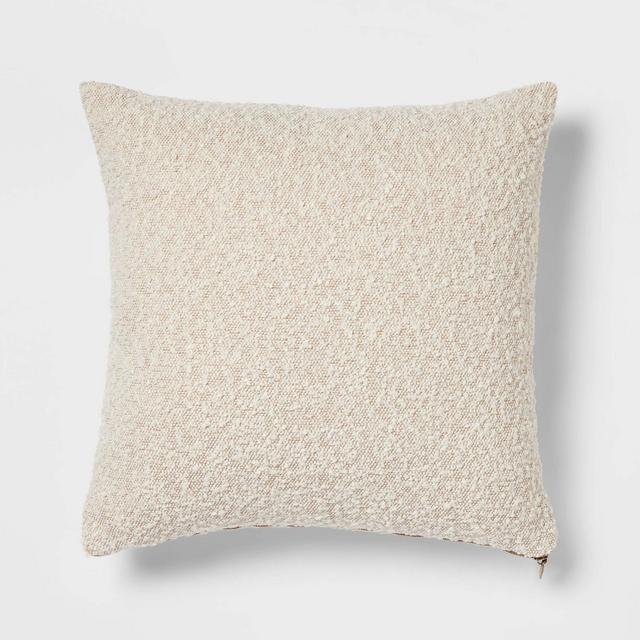 Woven Boucle Square Throw Pillow with Exposed Zipper Neutral - Threshold™