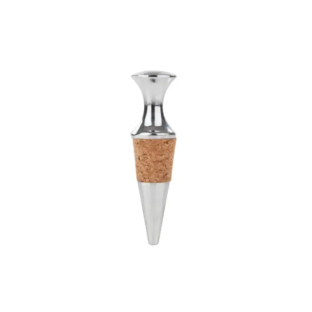 True Monarch Bottle Stopper for Wine & Whiskey Bottles, Zinc Alloy with Natural Cork Wine Stopper for Wedding, Home Bar Gifts, Wine Lovers, Set of 1