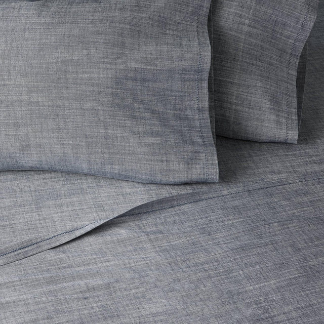 4pc Queen Woven Sheet Set Blue - Hearth & Hand™ with Magnolia