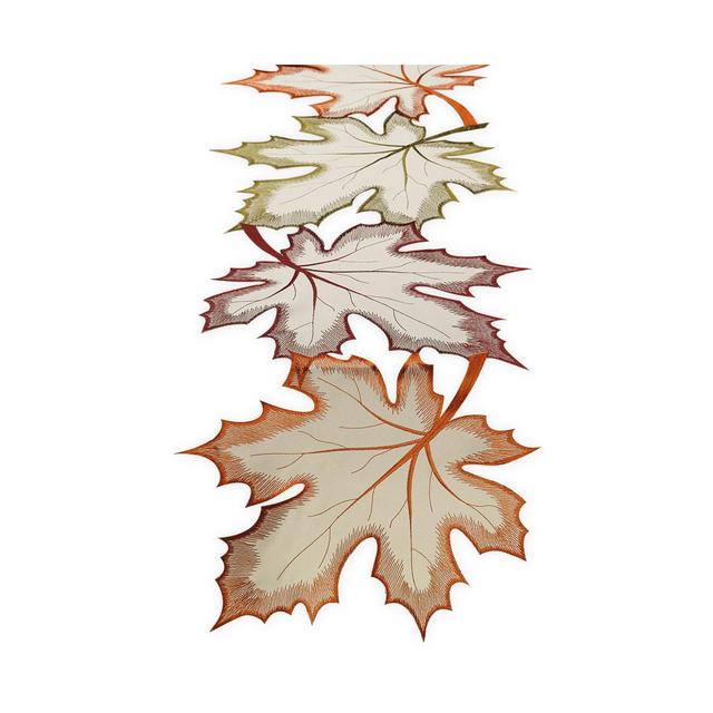 Design Imports Embroidered Maple Leaves Table Runner