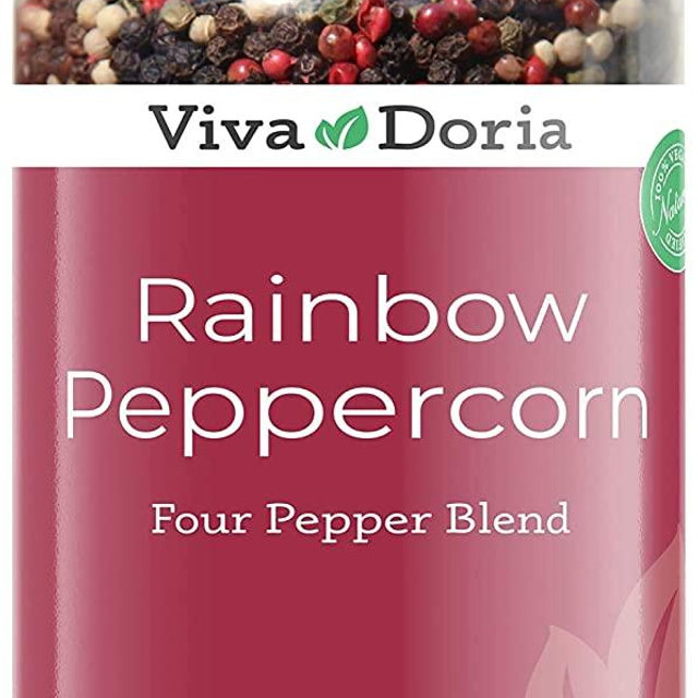 Viva Doria Rainbow Blend Peppercorn, Steam Sterilized Whole Black Pepper, Whole Green Pepper, Whole Pink Pepper, Whole White Pepper, 16 Oz, For Grinder Refill