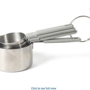 Calphalon Prime 4 Piece Stainless Steel Measuring Cups W/Taupe Silicone Handles