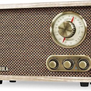 Victrola Willow – Retro Wood Bluetooth Radio with Built-in Speakers: Elegant & Vintage Design, Rotary AM/FM Tuning Dial, Bass & Treble Control, Wireless Streaming (Natural)