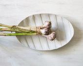 White Ceramic Large Platter, Modern Oval...