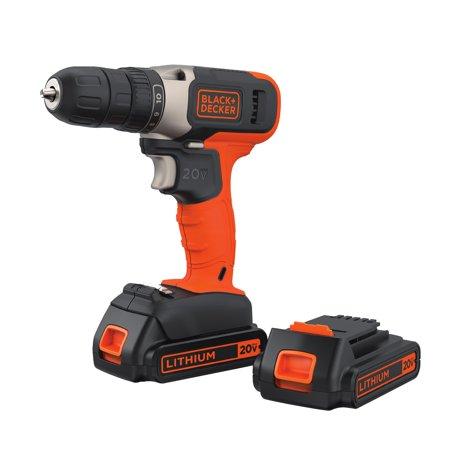 BLACK+DECKER 20-Volt MAX* Lithium Cordless Drill With 2 Batteries, BCD702C2BWM