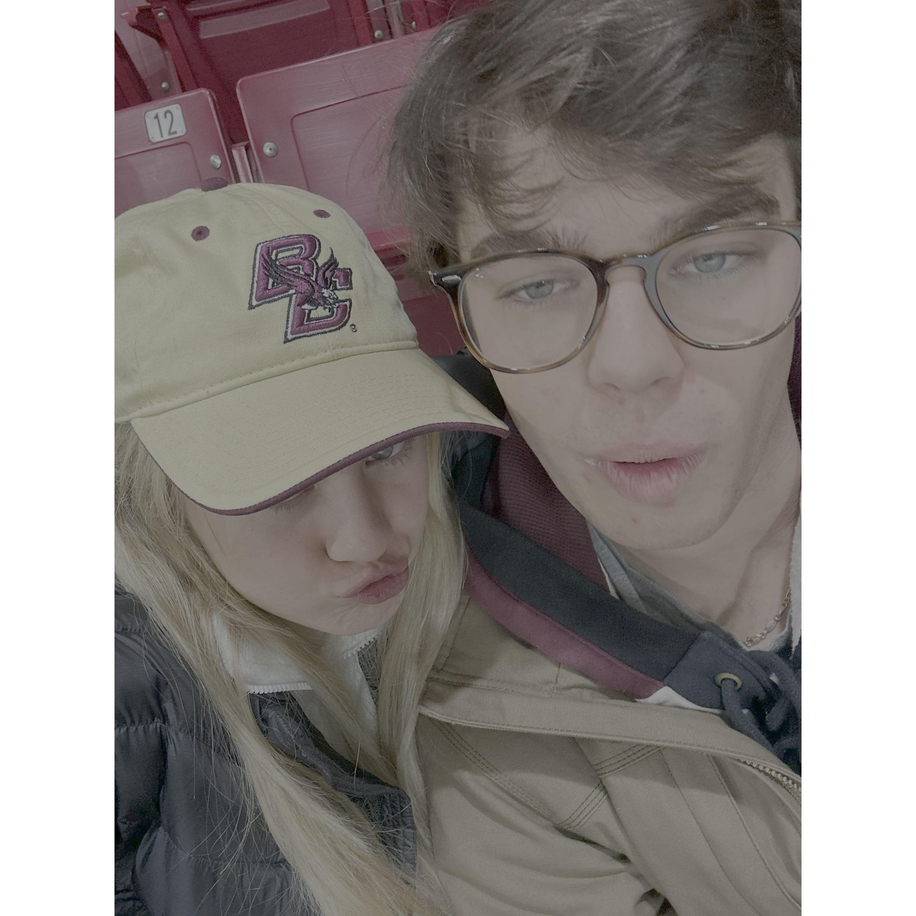 Cheering on BC hockey at Conte Forum!
