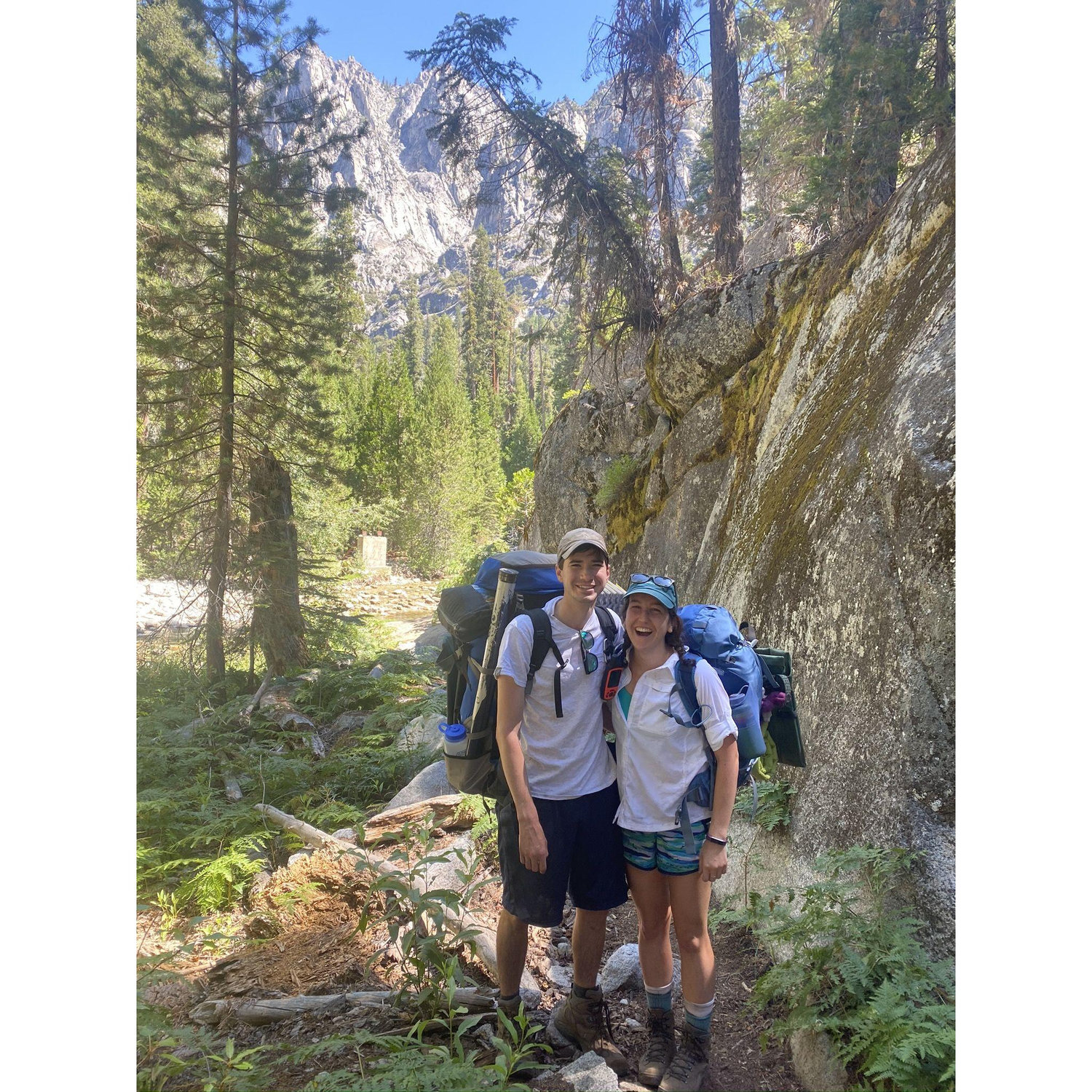 First backpacking trip together: Kings Canyon. Peter made sure we brought the Crazy Creek chairs to rest in each night by the campfire, and boy was Sabrina glad we did!