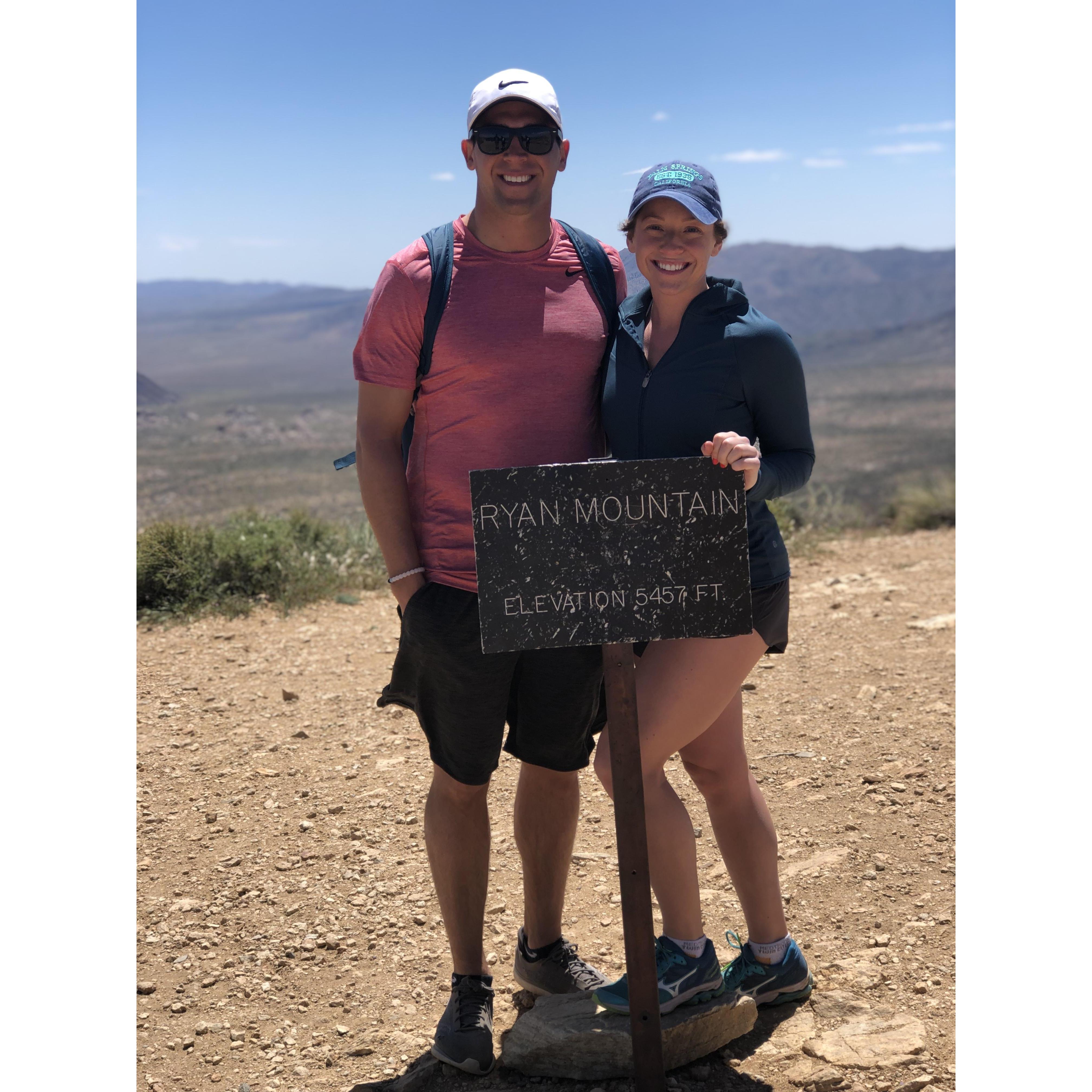 At the summit of Ryan Mountain during a hike in California.