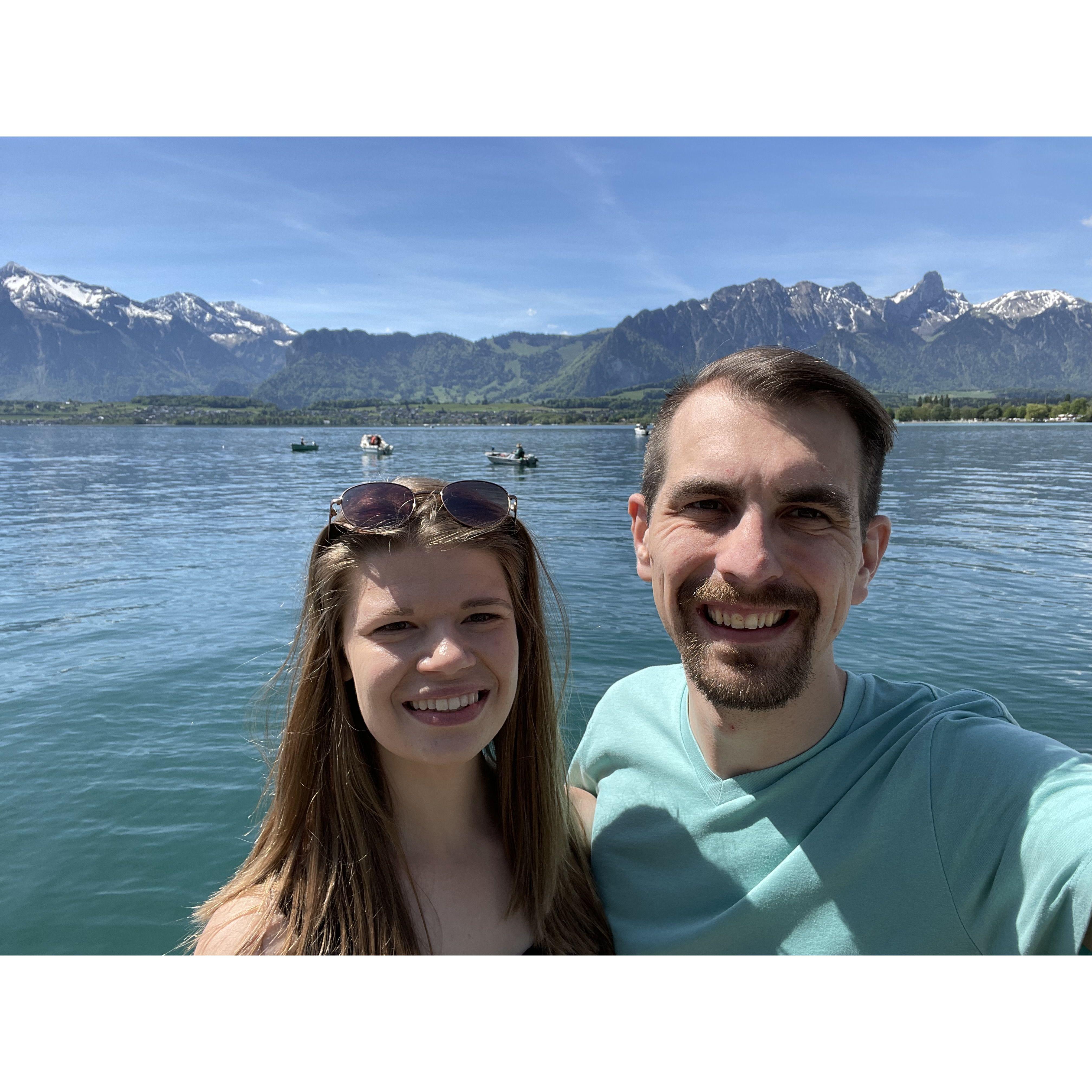 Shortly before diving into frigid  Alpine Lake to score a "free" bike | Thun, CH (May '24)