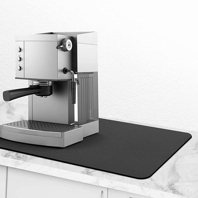 Coffee Mat Hide Stain,Absorbent Coffee Maker Mat for Countertops,Rubber Backed Coffee Bar Mat for Kitchen Counter,Coffee Bar Accessories fit Under Appliance Mats,Dish Drying Mat-Gray(16*24 IN)