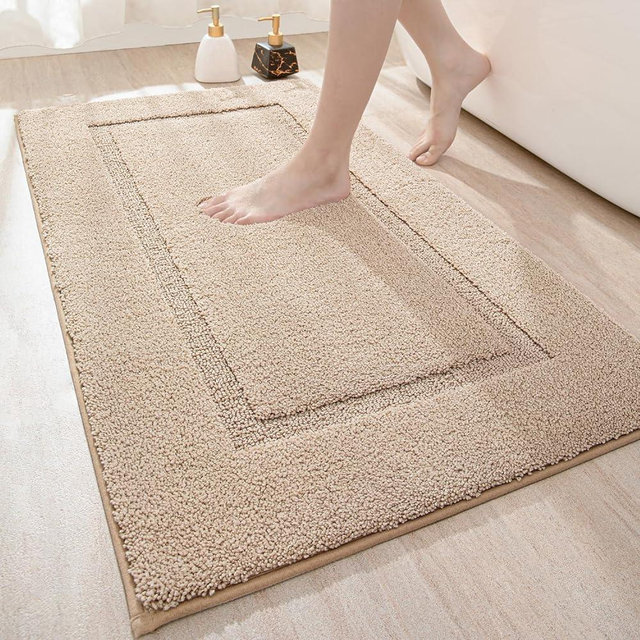 DEXI Bathroom Rug Mat, Ultra Absorbent Soft Bath Rug, Washable Non-Slip Bath Mat for Bathroom Floor, Tub, Shower Room, 43"x24", Beige