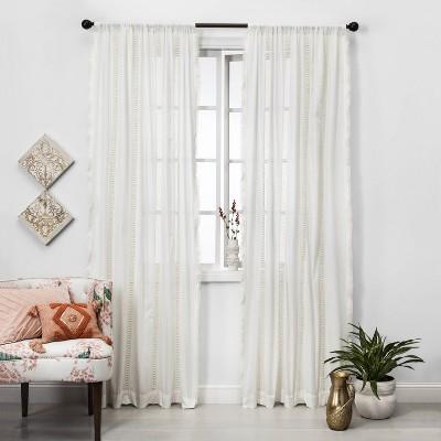 42"x84" Lace Trim Light Filtering Window Curtain Panel Sour Cream - Opalhouse™