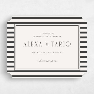 Beige Ticket Wedding Save the Date - Azelie Landscape