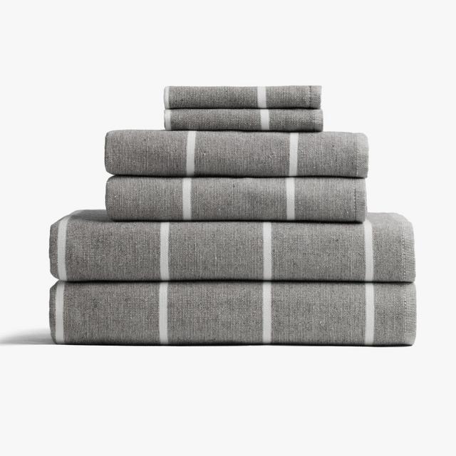 Fouta Stripe Bath Sheets - Coal