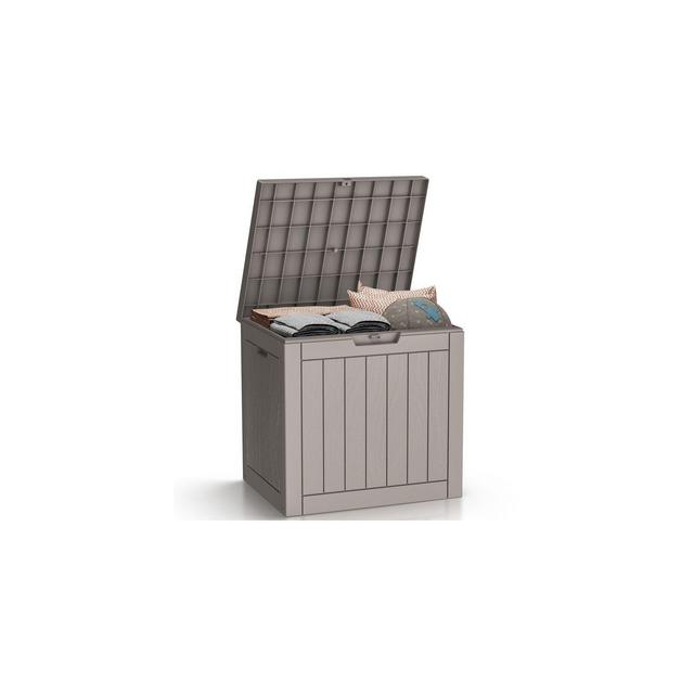 Sersper Outdoor Storage Box, 30 Gallon Deck Box Indoor and Outdoor Use, Waterproof Resin Storage Bin with Lockable Lid,UV Resistant, Brown