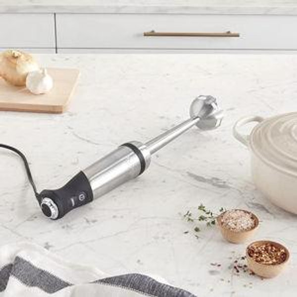 All-Clad Electrics Stainless Steel Immersion Blender 2 Piece Turbo Function 600 Watts Detachable, Variable Speed Control, Hand Blander, 9-1/4-inch